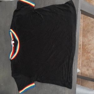 Orange kiss SM black top with rainbow collar and rim of sleeve